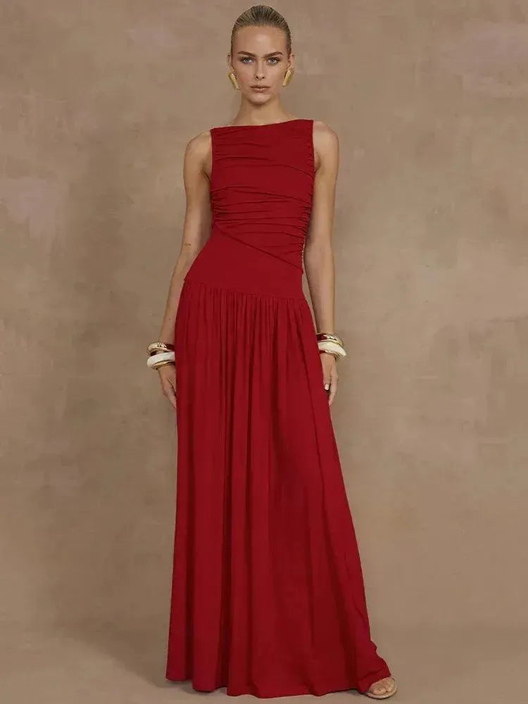 Adrielle Boat Neck Maxi Dress | Virago Wear Adrielle Boat Neck Maxi Dress | Virago Wear