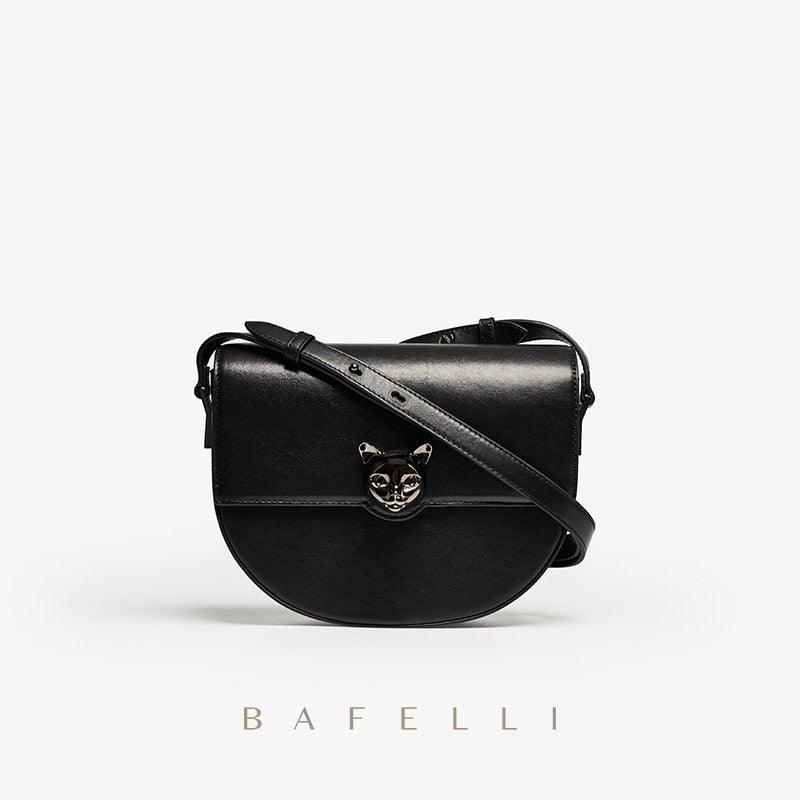 Bafelli Leather Handbag - Virago Wear - Bafelli, Black, Crossbody, Handbags, Leather, White - Handbags