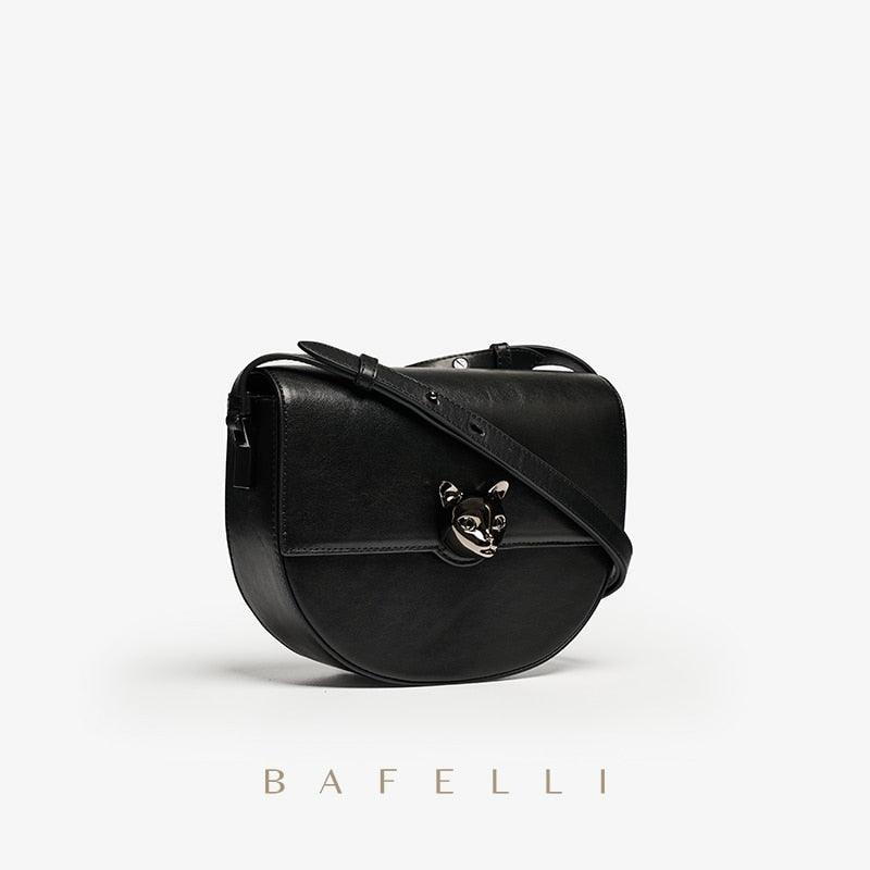 Bafelli Leather Handbag - Virago Wear - Bafelli, Black, Crossbody, Handbags, Leather, White - Handbags