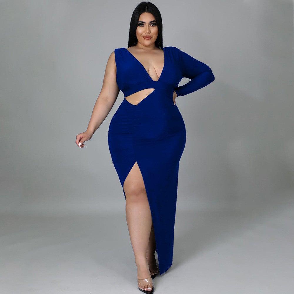SOMO Sexy Off-shoulder Solid Color Elegant Split Dress Flare Sleeve Party  Dress Women Plus Size Clothing Wholesale Dropshipping - AliExpress