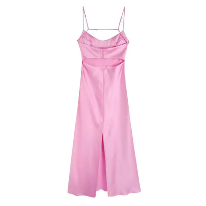 Evelise Mid-calf Satin Dress