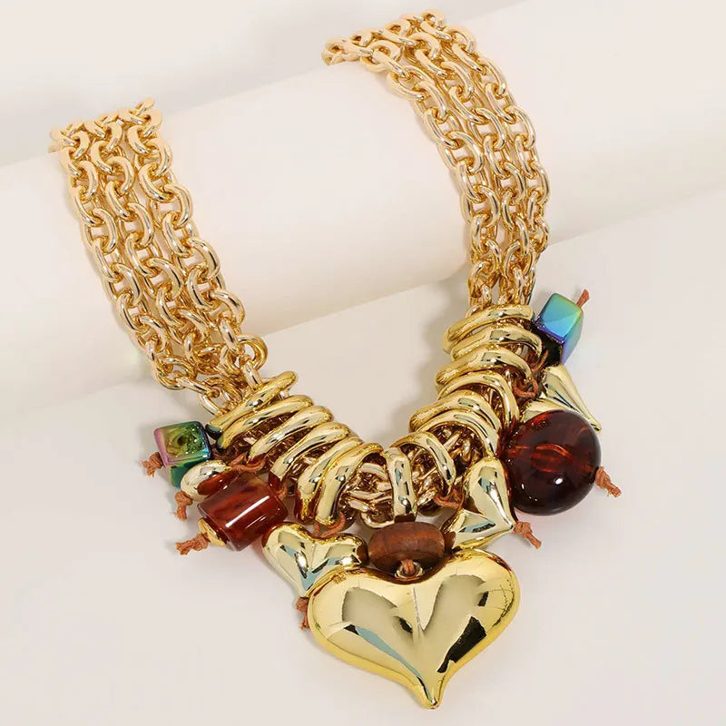 Layered Chain Heart Necklace