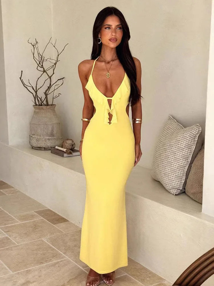 Liana Deep V-Neck Maxi Dress