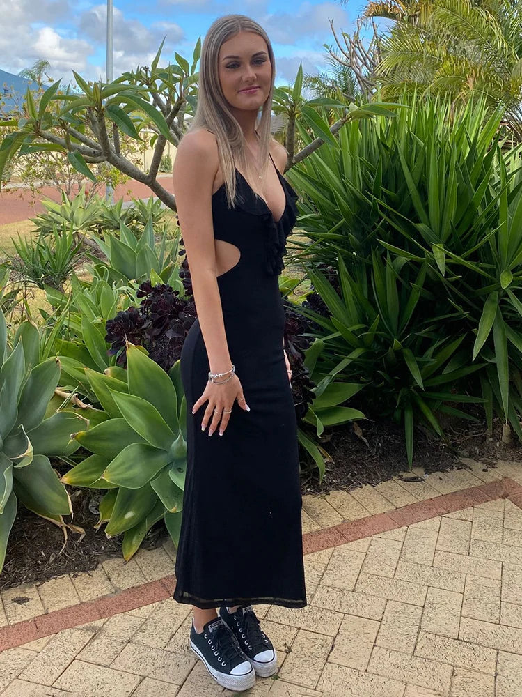 Liana Deep V-Neck Maxi Dress