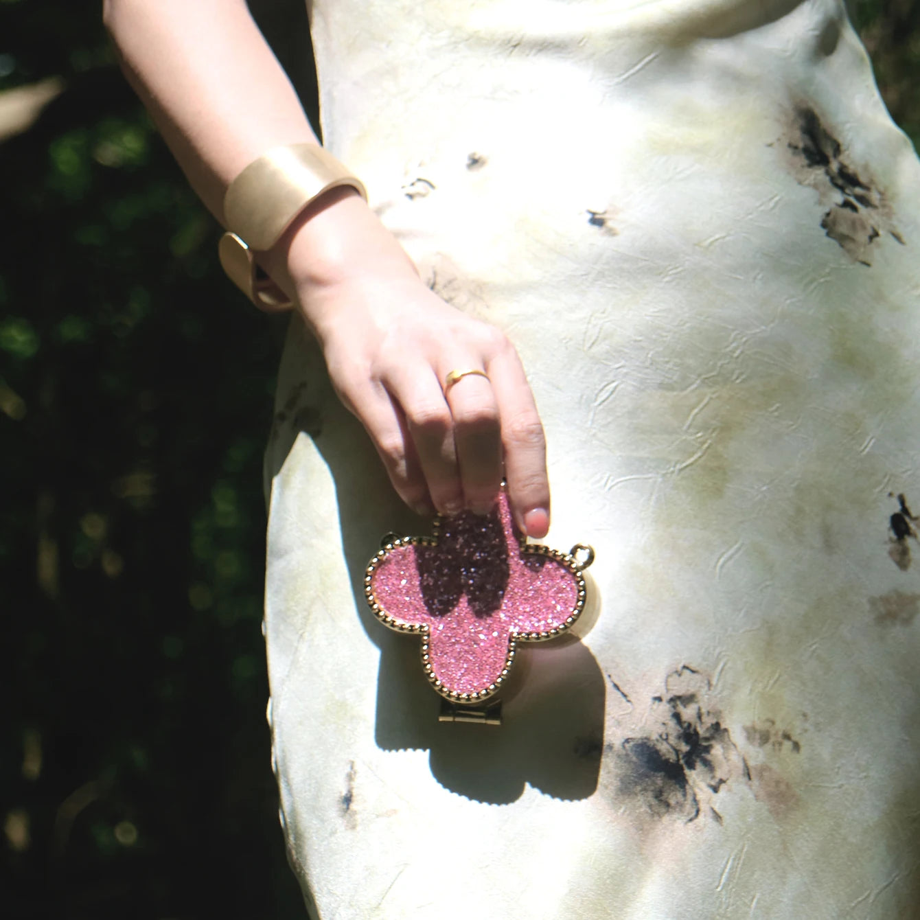 Clover Rhinestone Clutch Bag