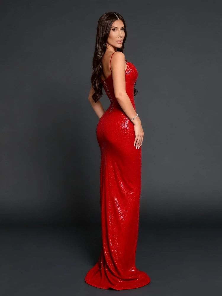 Paola Sequins Split Dress