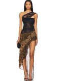 Lace Leopard Ruffle Dress