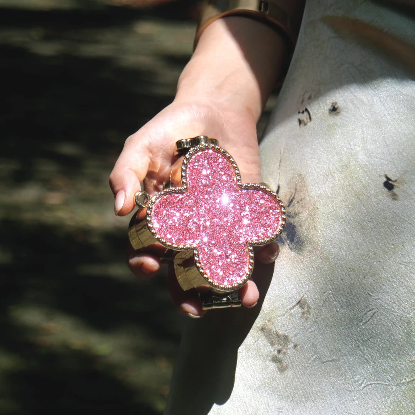 Clover Rhinestone Clutch Bag