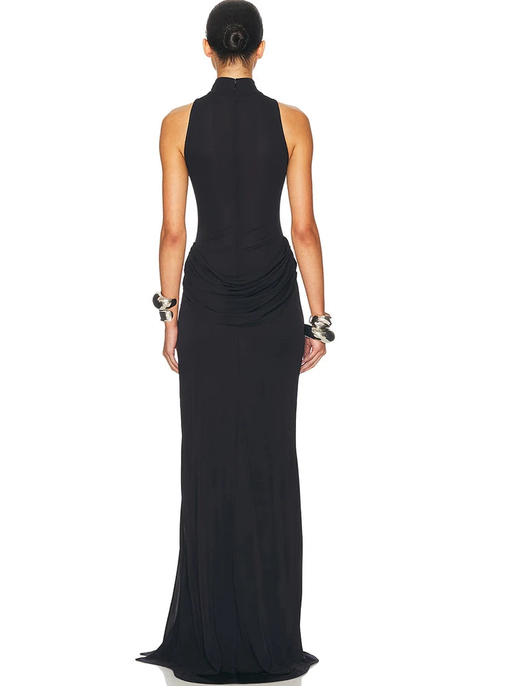 Black evening gown on a white background