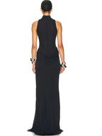 Black evening gown on a white background