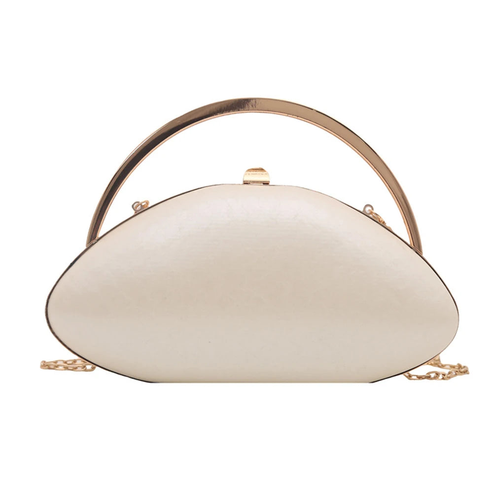 Bolso de mano ovalado color caramelo