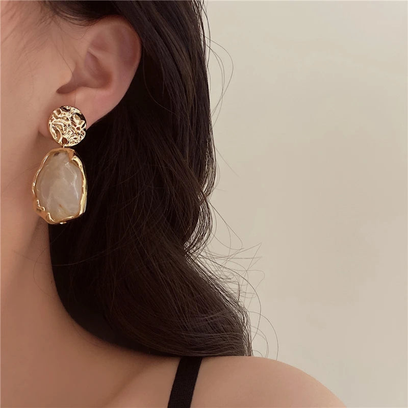 Hammered Organic Drop Earring