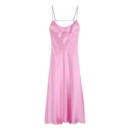 Evelise Mid-calf Satin Dress