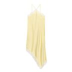 Light yellow dress with thin straps on a white background
