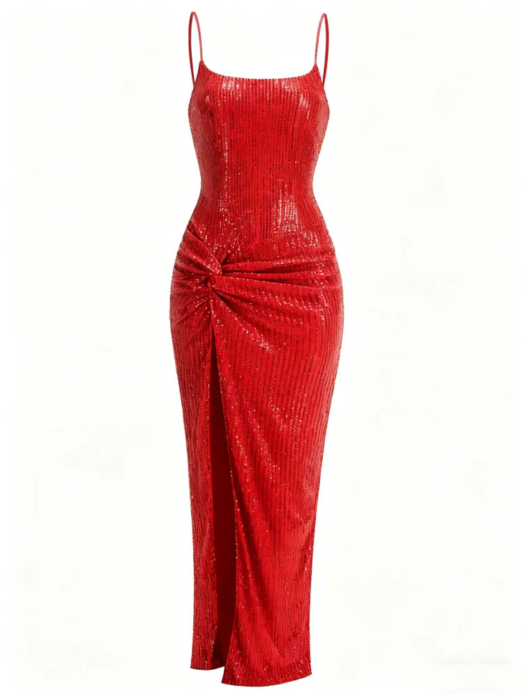 Paola Sequins Split Dress