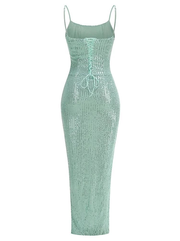 Paola Sequins Split Dress