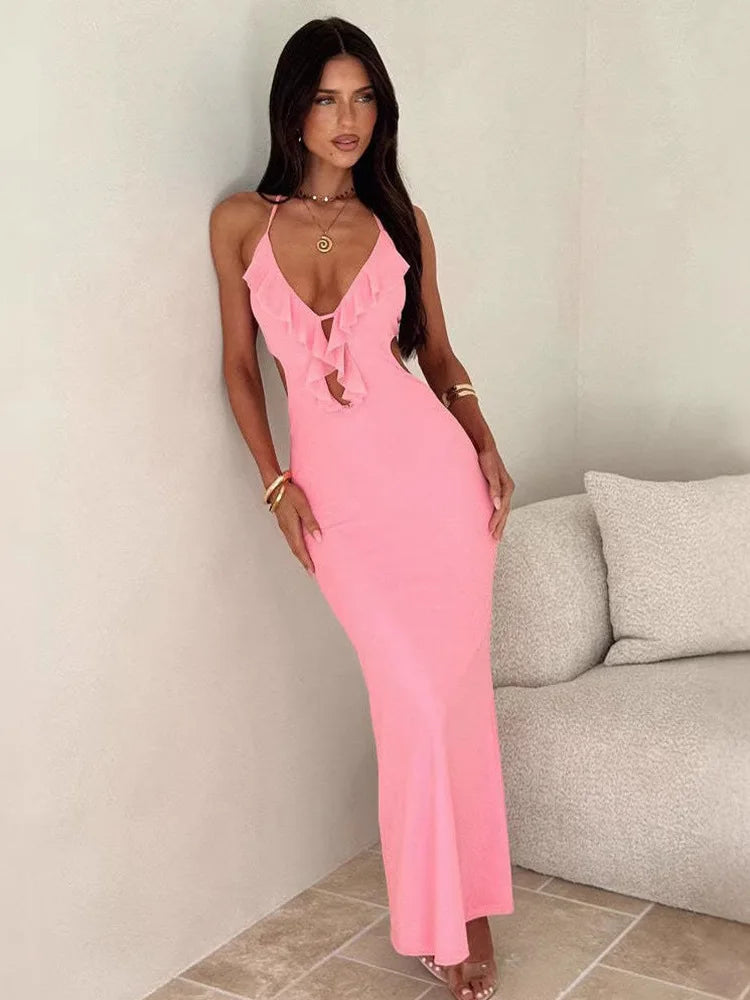 Liana Deep V-Neck Maxi Dress