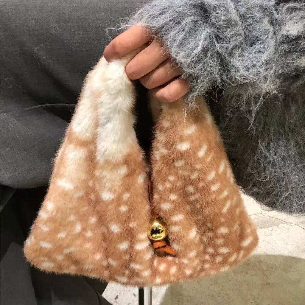 Fluffy Bambi Deer Hobo Bag