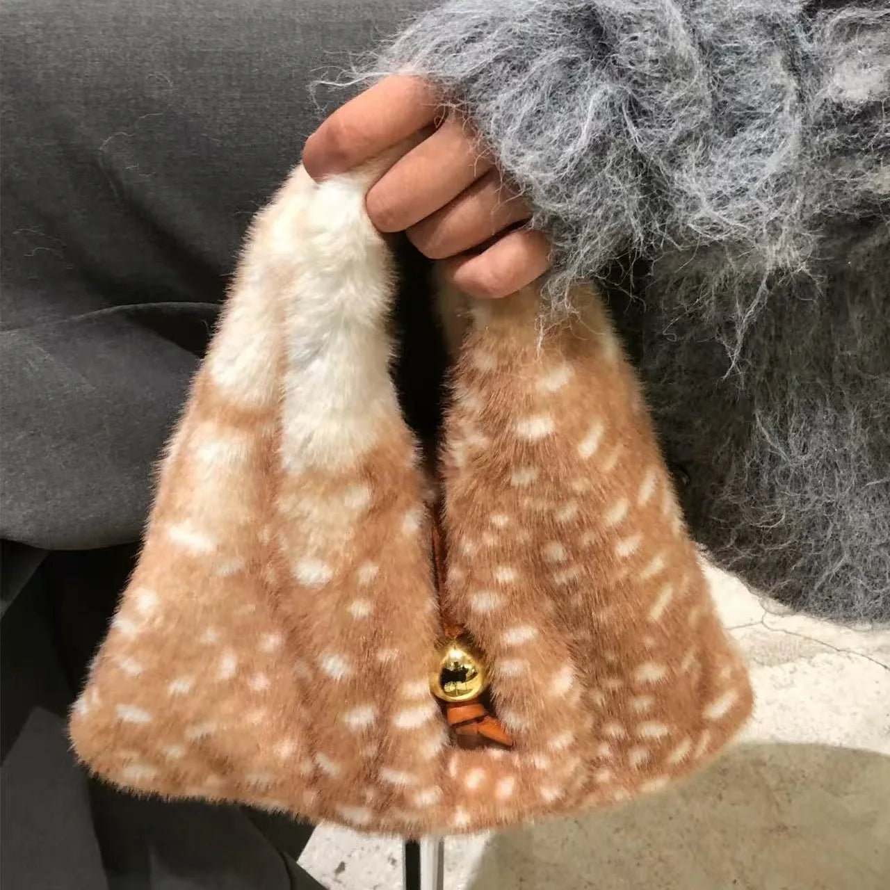 Fluffy Bambi Deer Hobo Bag