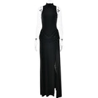 Black evening gown on a white background