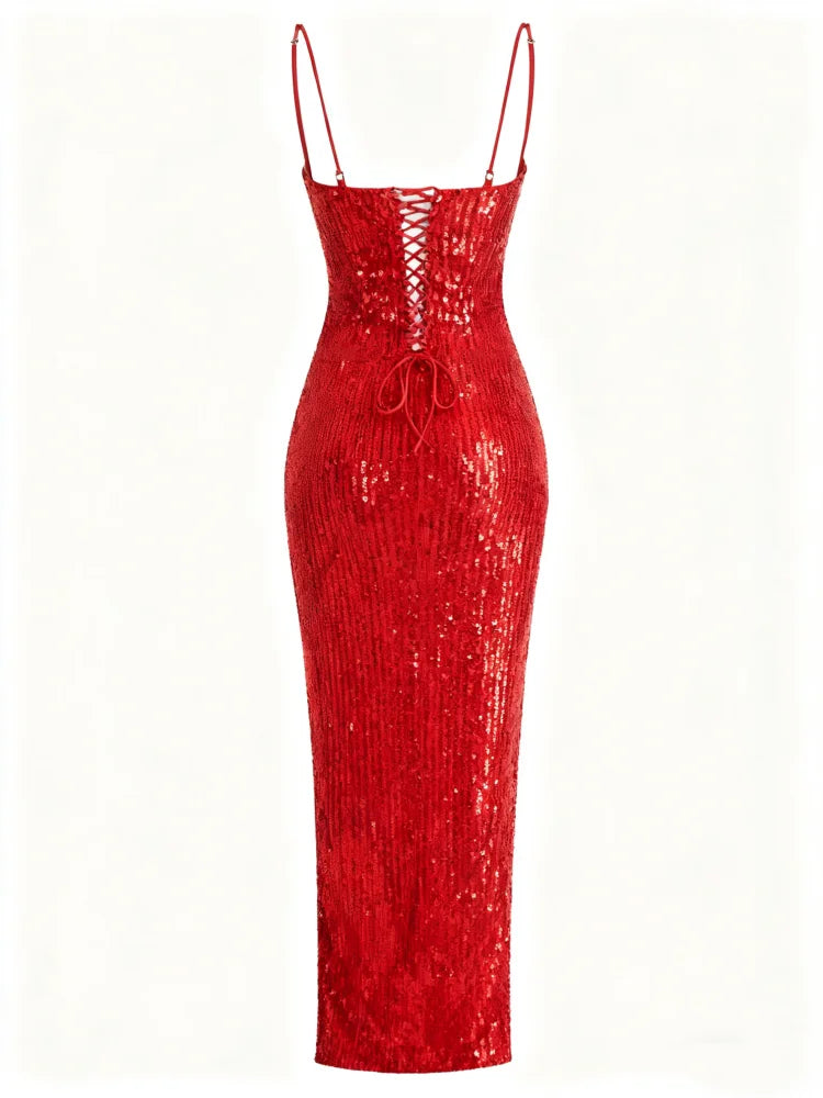 Paola Sequins Split Dress