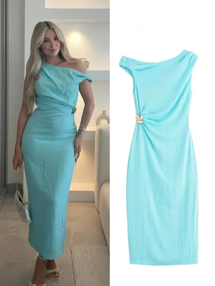 Alicia Asymmetric Midi Dress