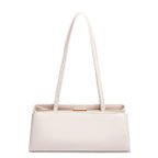 White handbag with a strap on a white background