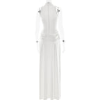 White dress on a mannequin against a white background