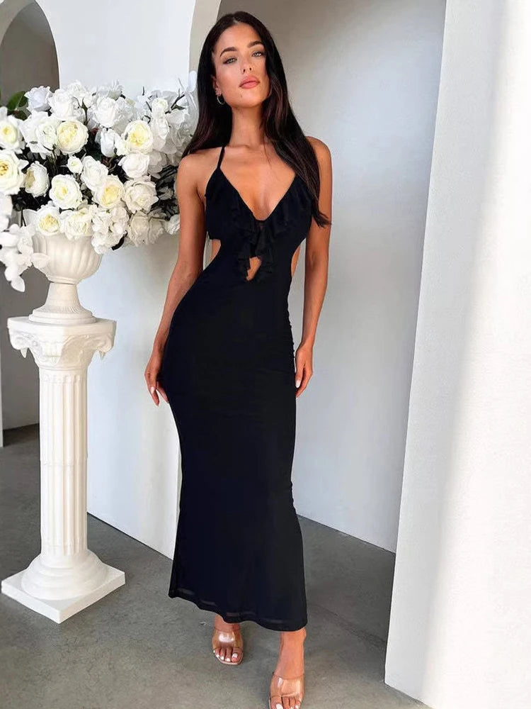 Liana Deep V-Neck Maxi Dress
