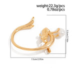 Gold earring with measurements and weight details on a white background