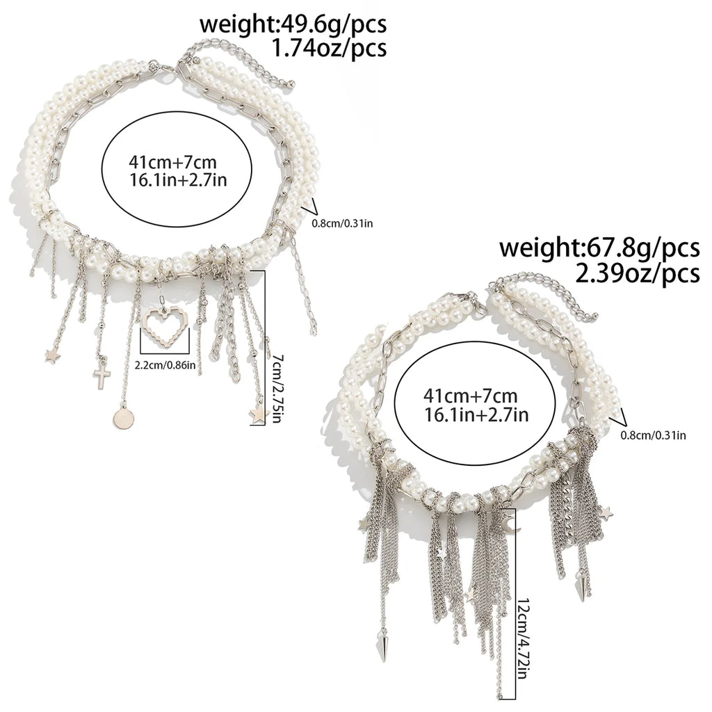 Two pairs of earrings with measurements and weights on a white background
