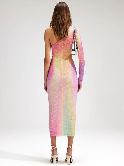 April One Shoulder Rainbow Dress - Virago Wear - Dresses, Midi Dress, New arrivals - Dresses