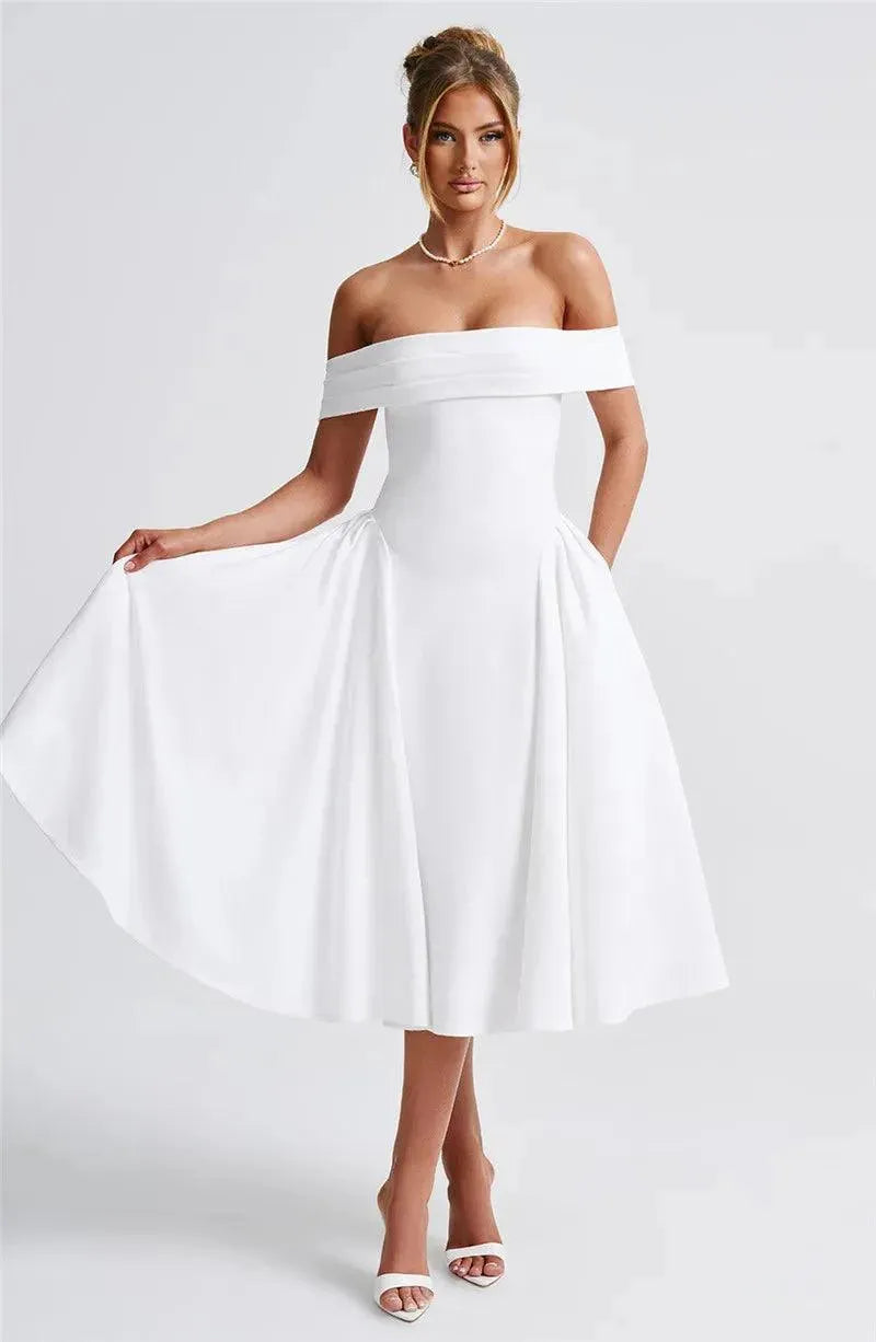 Calista Off-shoulder Midi Dress - Virago Wear - dress, Dresses, Midi Dress, New arrivals - Dresses