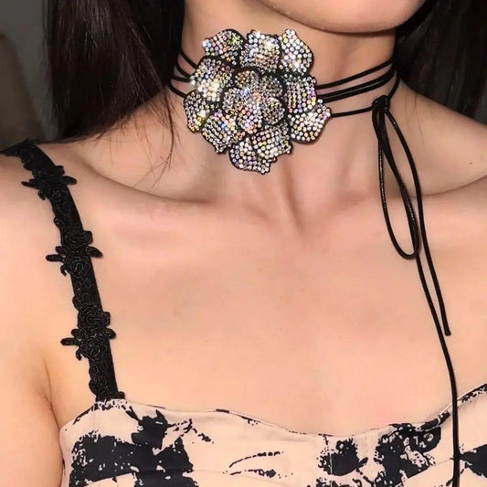 Danette Rhinestone Flower Necklace - Virago Wear - Accessories, Necklaces, New arrivals - Necklaces