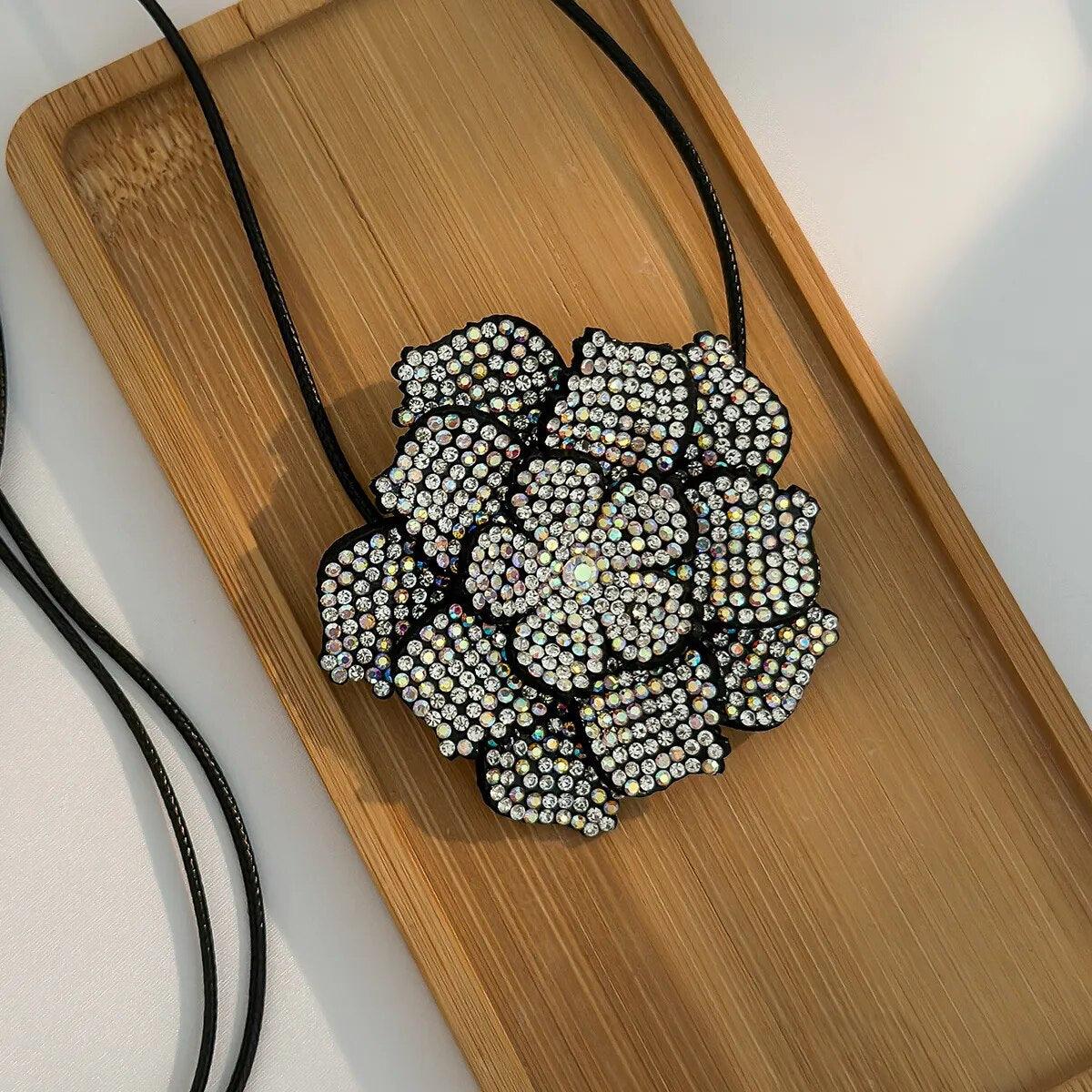 Danette Rhinestone Flower Necklace - Virago Wear - Accessories, Necklaces, New arrivals - Necklaces
