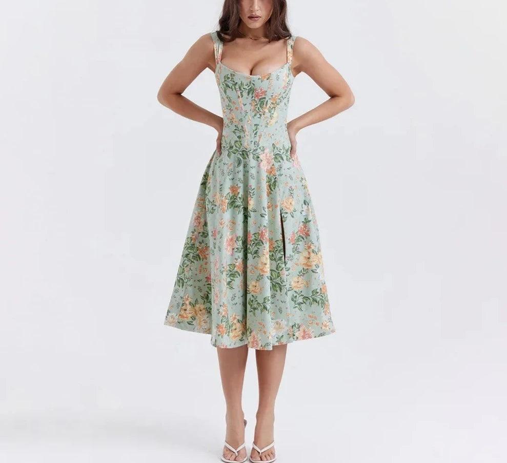 Flavia Floral Print Midi Dress - Virago Wear - Dresses, Midi Dress, New arrivals - Dresses