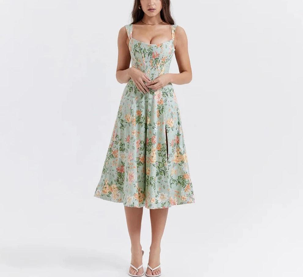 Flavia Floral Print Midi Dress - Virago Wear - Dresses, Midi Dress, New arrivals - Dresses