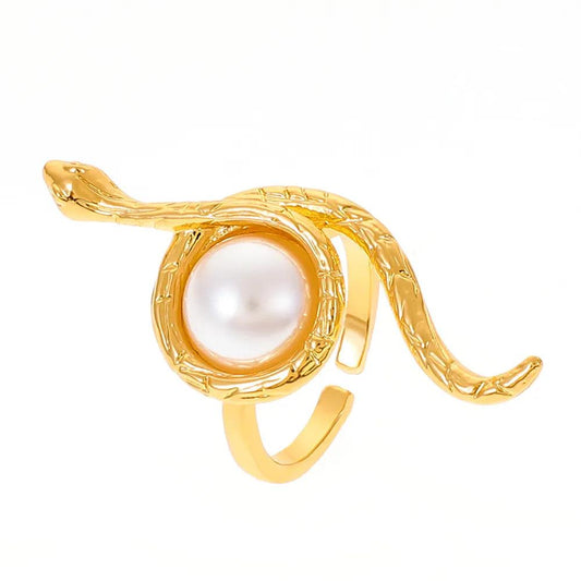 Jailyn Snake Pearl Ring - Virago Wear - Accessories, New arrivals, Rings - Rings
