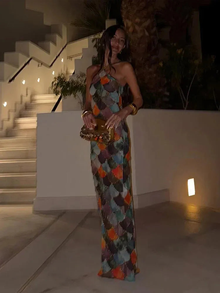 nayla mesh inlay fishtail maxi dress Nayla Mesh Inlay Fishtail Maxi Dress VICI