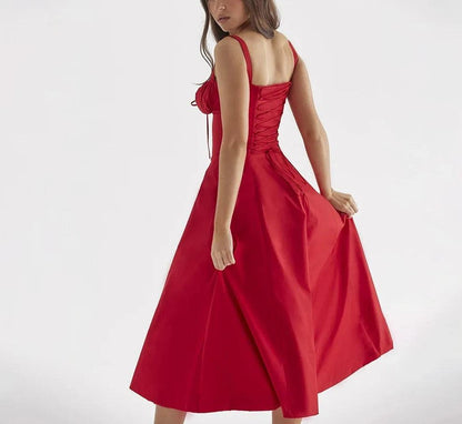 Sophia Lace Up Midi Dress - Virago Wear - Dresses, Midi Dress, New arrivals - Dresses