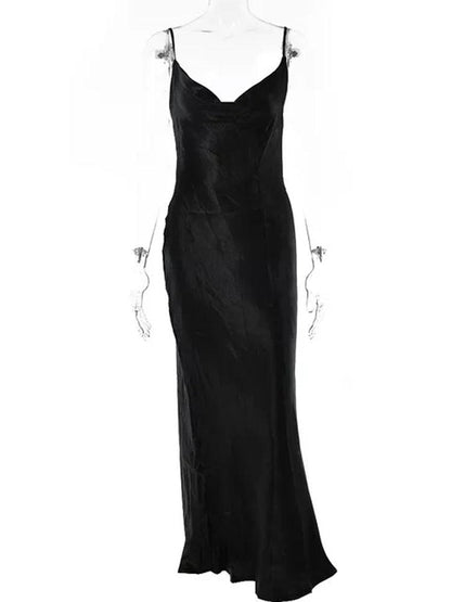 Tatiana Satin Lace Up Backless Maxi Dress - Virago Wear - Dresses, Maxi Dress, New arrivals - Dresses