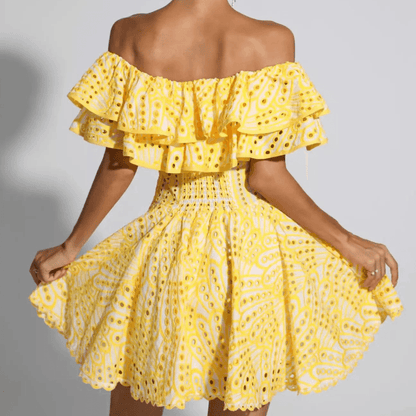 Zakia Ruffles Embroidery Dress - Virago Wear - Dresses, Mini Dress, New arrivals - Dresses