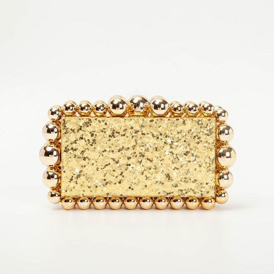 Beads Acrylic Clutch - Gold - Virago Wear - Clutch, Gold, Handbags - Handbags