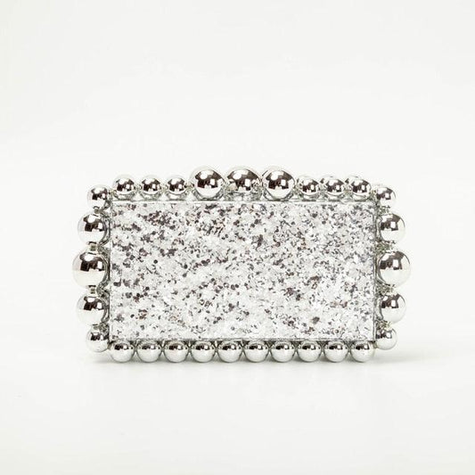 Beads Acrylic Clutch - Silver - Virago Wear - Clutch, Handbags, Silver - Handbags