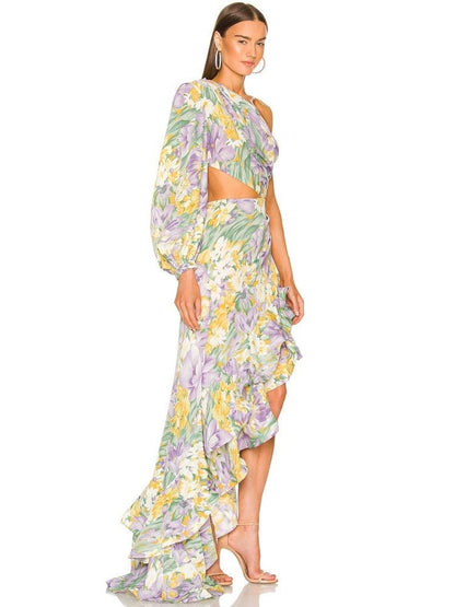 Claudia Floral Irregular Ruffle Dress - Virago Wear - Dresses, Maxi dress - Dresses