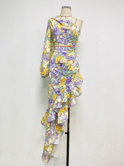 Claudia Floral Irregular Ruffle Dress - Virago Wear - Dresses, Maxi dress - Dresses