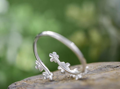 Flowers Sterling Silver Adjustable Ring - Virago Wear - Accessories, Rings, Sterling Silver - Rings