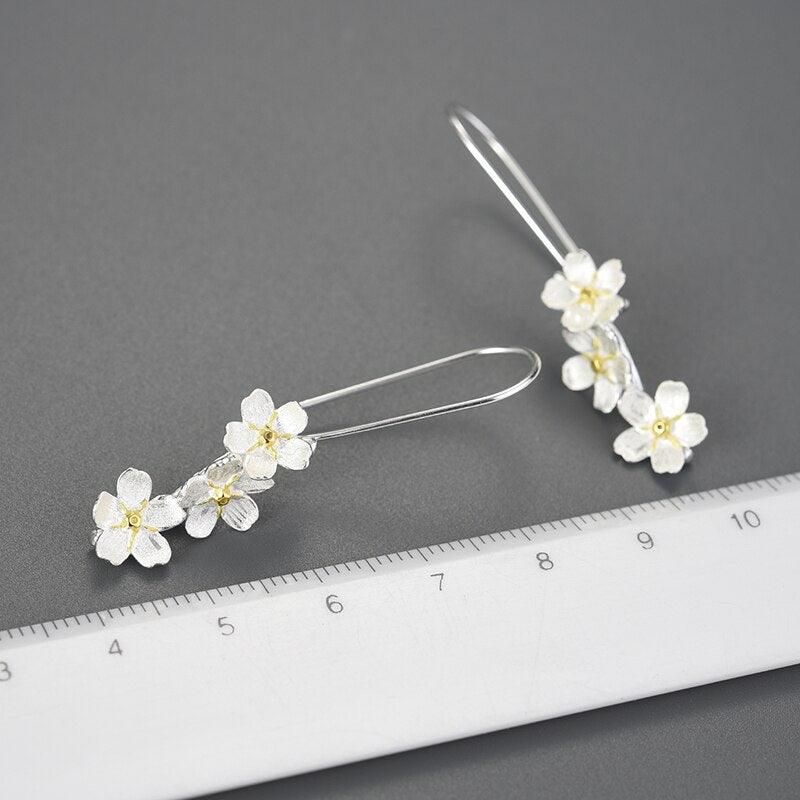Jasmine Flowers Triple Drop Earrings - Virago Wear - Accessories, Earrings, Sterling Silver - Earrings