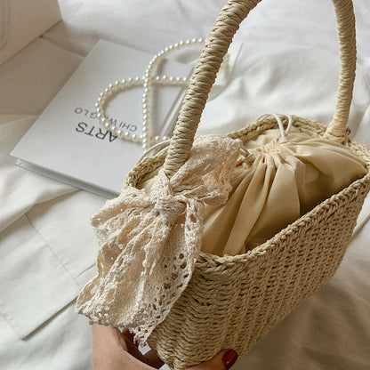 Maldives Pearl Straw Tote - Virago Wear - Beige, Handbags, Khaki - Handbags