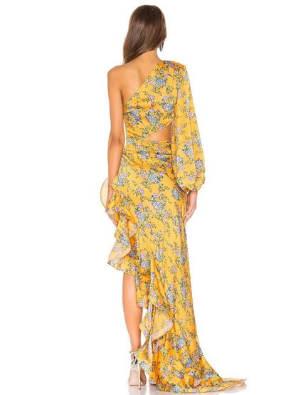 Maribel Floral Irregular Ruffle Dress - Virago Wear - Dresses, Maxi dress - Dresses